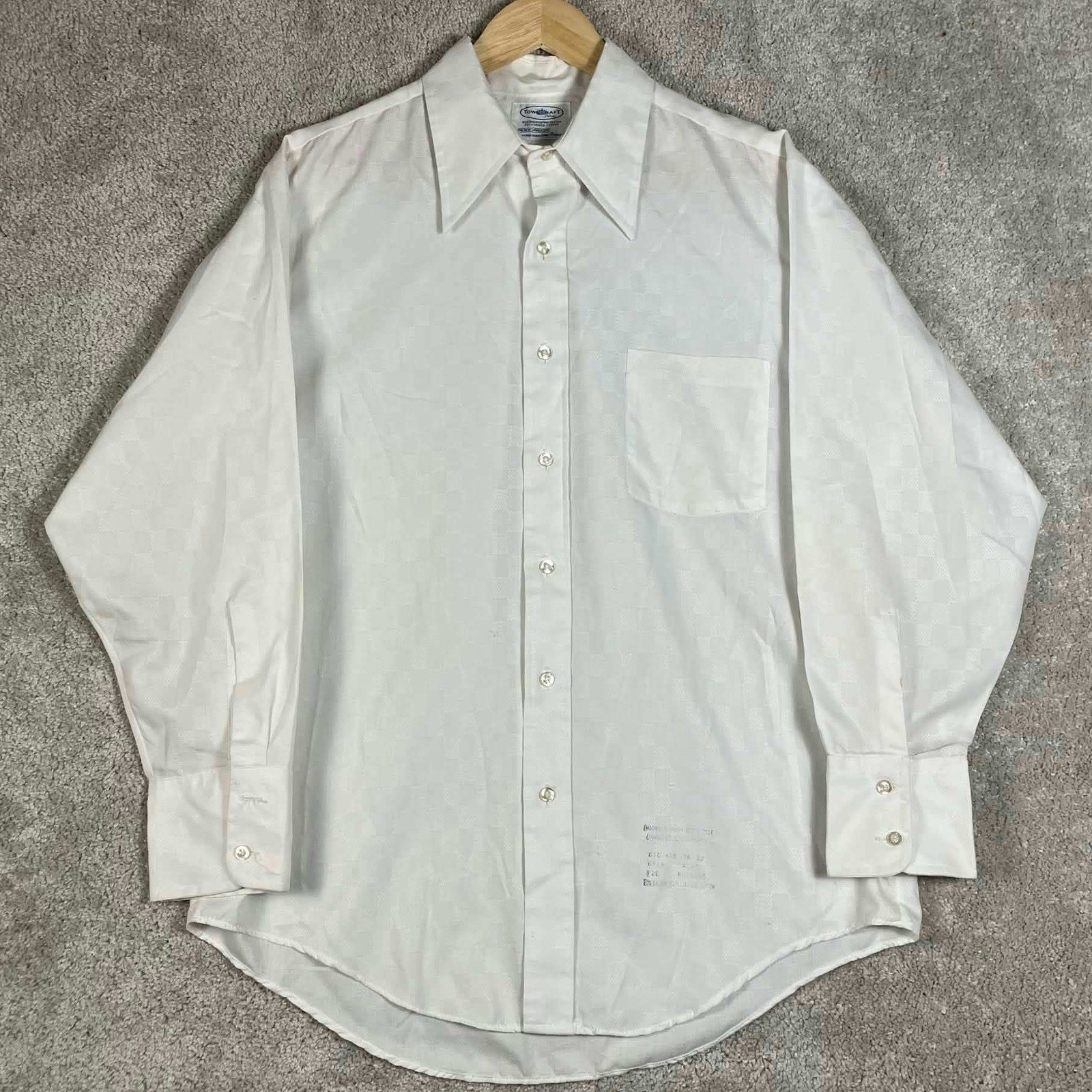 Vintage Penneys Shirt Mens 16 32 Towncraft Button Up Penn Prest White 60s 70s