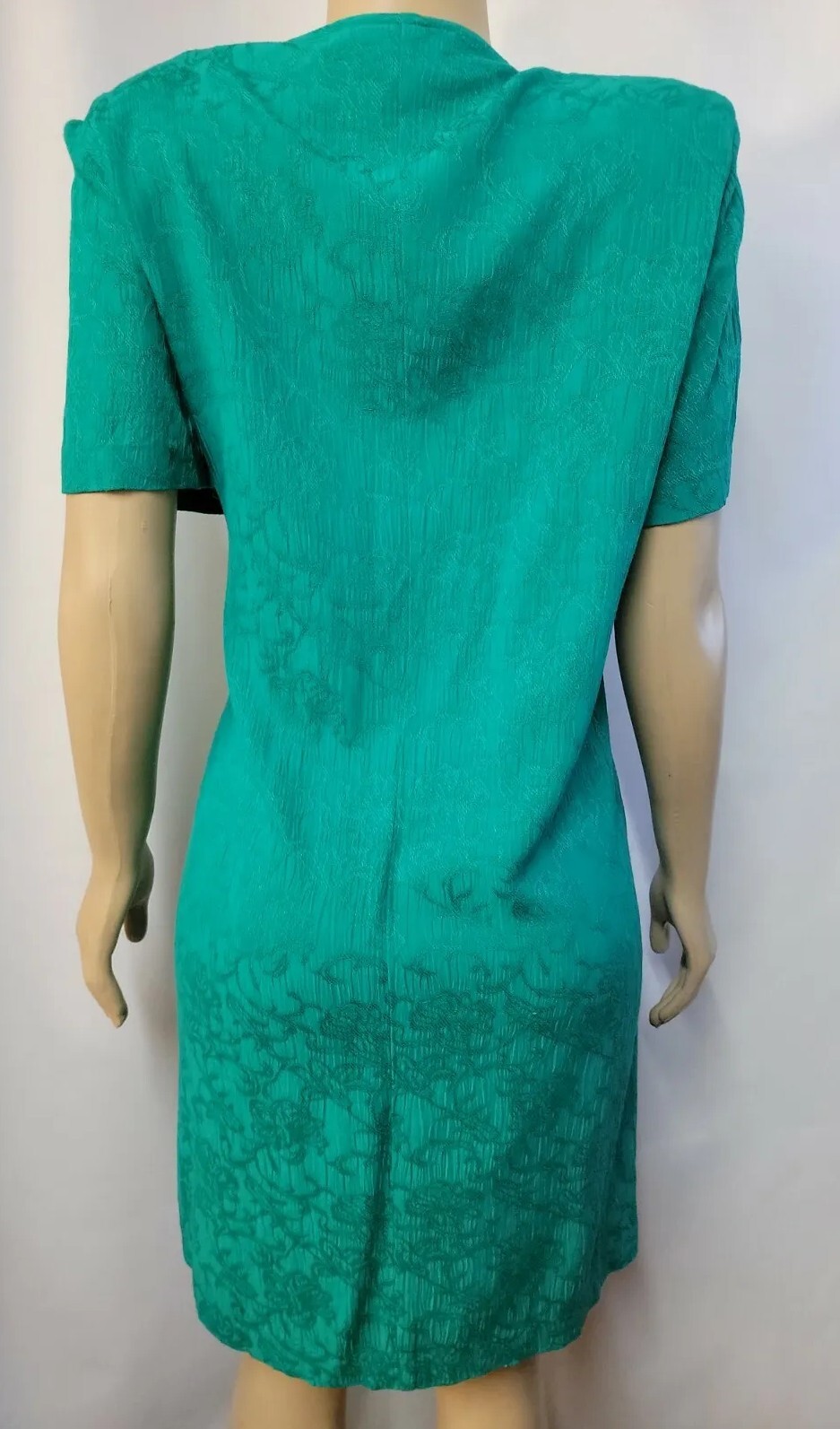 VTG 80’s SPECIAL THYME OCCASION L GREEN TEXTURED SHEATH COAT DRESS WOMEN #W7
