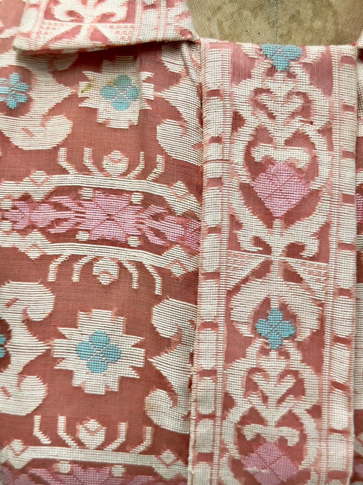 Vintage 1950s Pink & Turquoise Southwestern Pattern Belted Dress Small