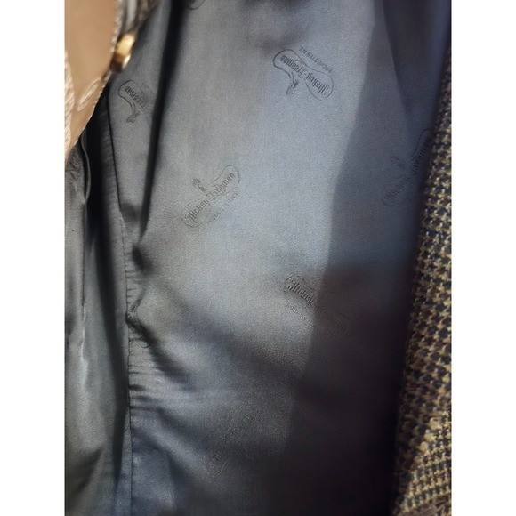 Hickey Freeman 46R Wool Cashmere Blazer Jacket Brown Houndstooth Made in USA VTG