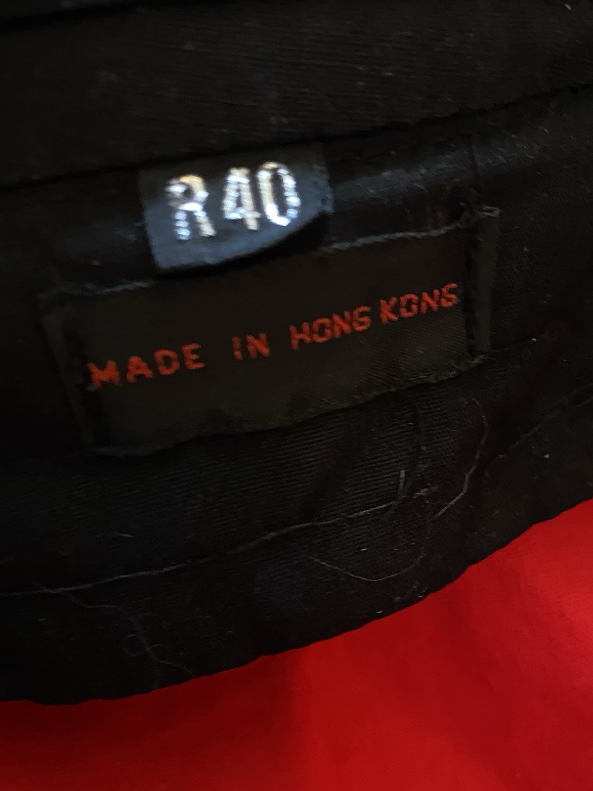 VTG 70s Black Made In Hong Kong Trenchcoat Goth Perma Press Red Pile Liner 40 M