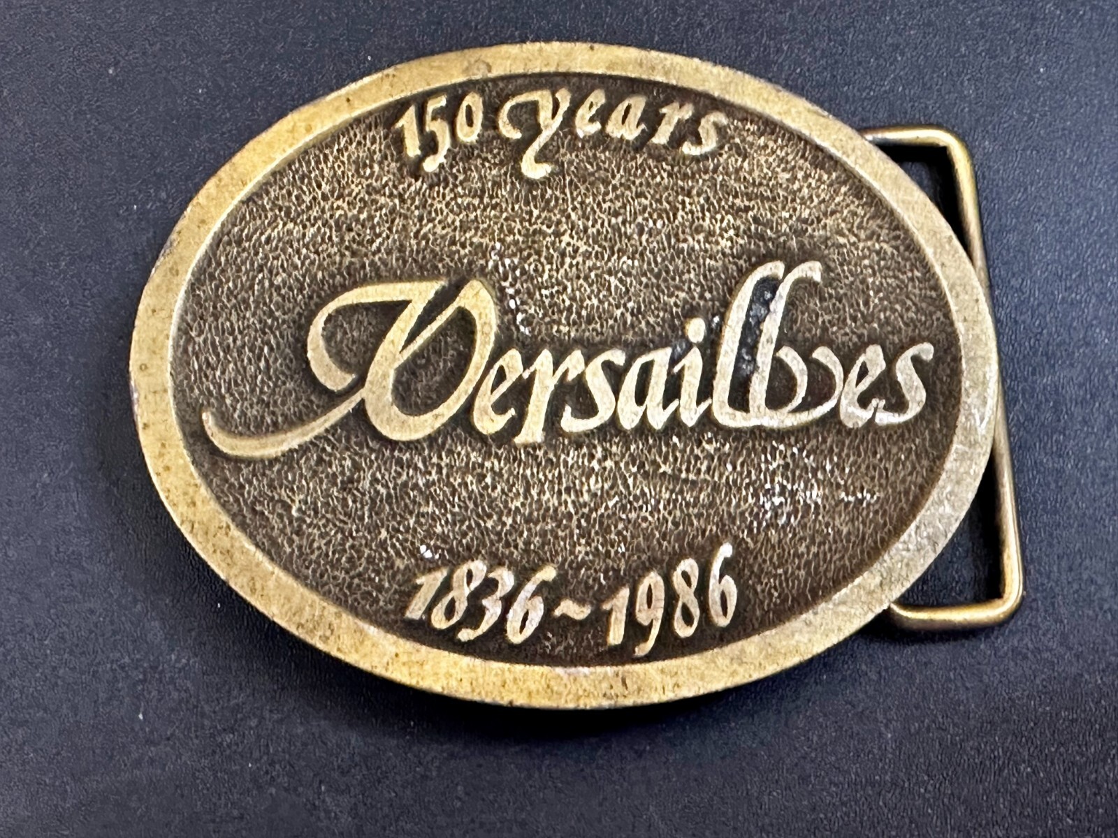Versailles, Illinois sesquicentennial 150 Years 1836-1986 CD Hit Belt Buckle