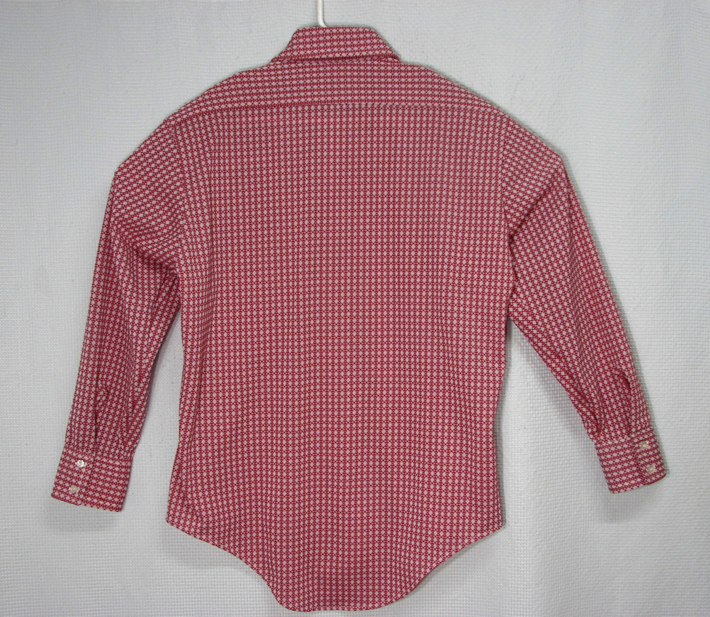 Vtg 70s Bonaire Red White Geometric Button Front Disco Shirt Mens 16.5 33