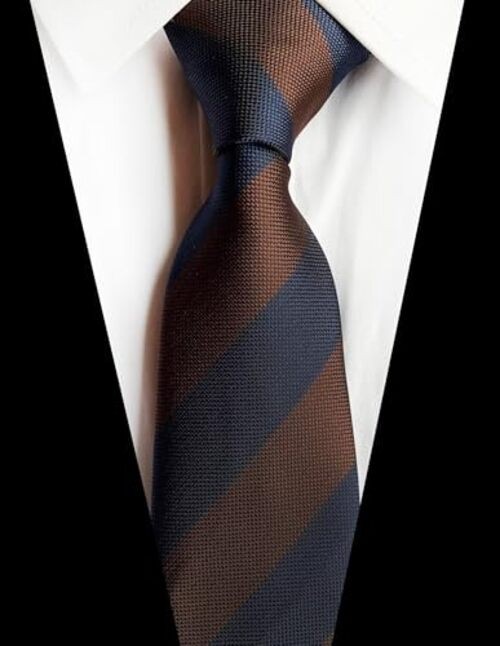 3.15″(8cm) Fashion Striped Ties Mens Plaid One Size Navy, Chocolate Brown