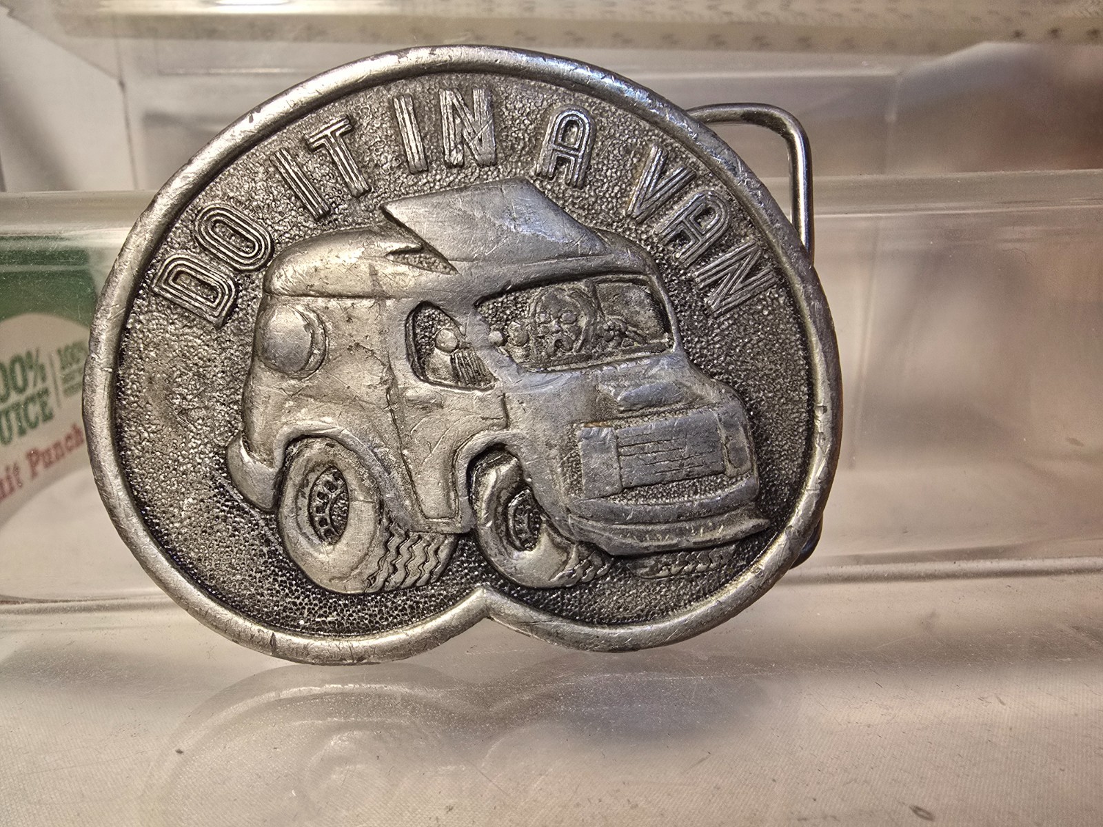 DO IT IN A VAN Belt Buckle Bergamot Brass Works R-38 USA Vintage 1976 Hippie