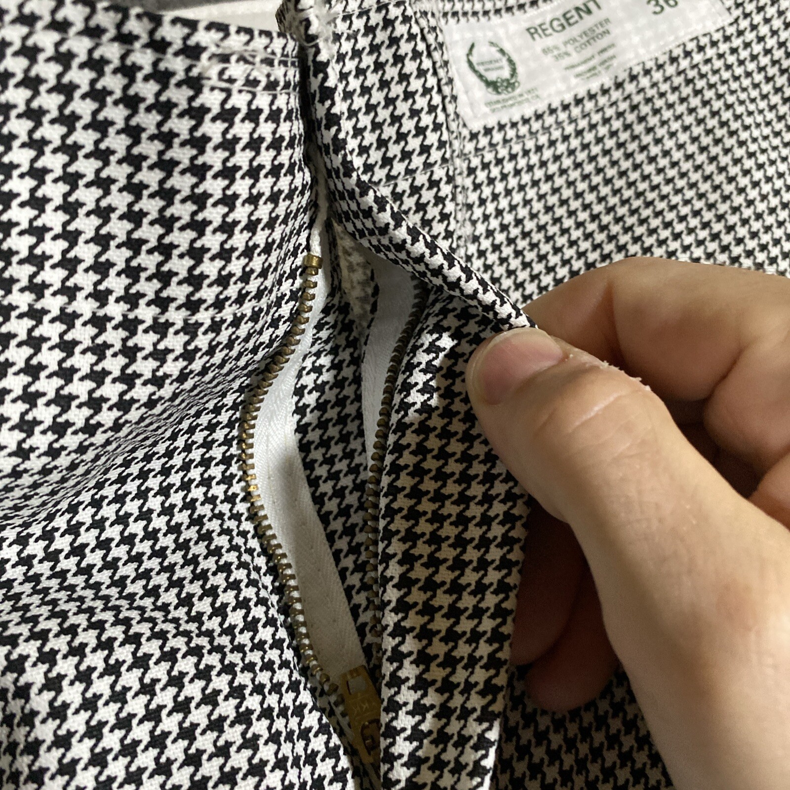 VTG Houndstooth Permanent Press Regent Brand Mens 36×30(34″x30) Retro Rockabilly