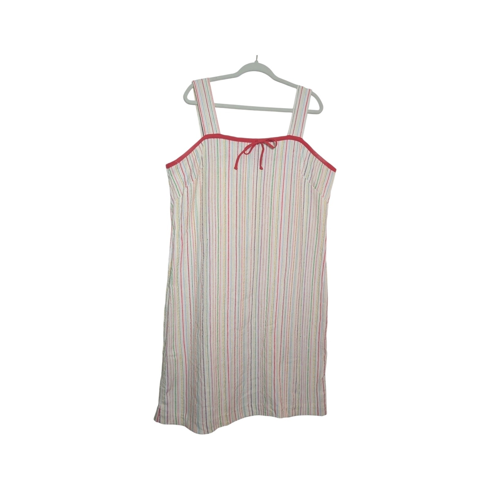 Vintage 1970s Sears Rainbow Stripe Dress Set Size 22.5 Made USA Coastal Retro