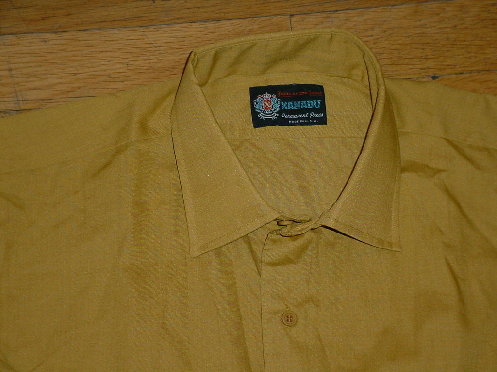 Vintage 1960s XANADU Dress Shirt MUSTARD French Cuffs Contour-Fit 16/33 NOS
