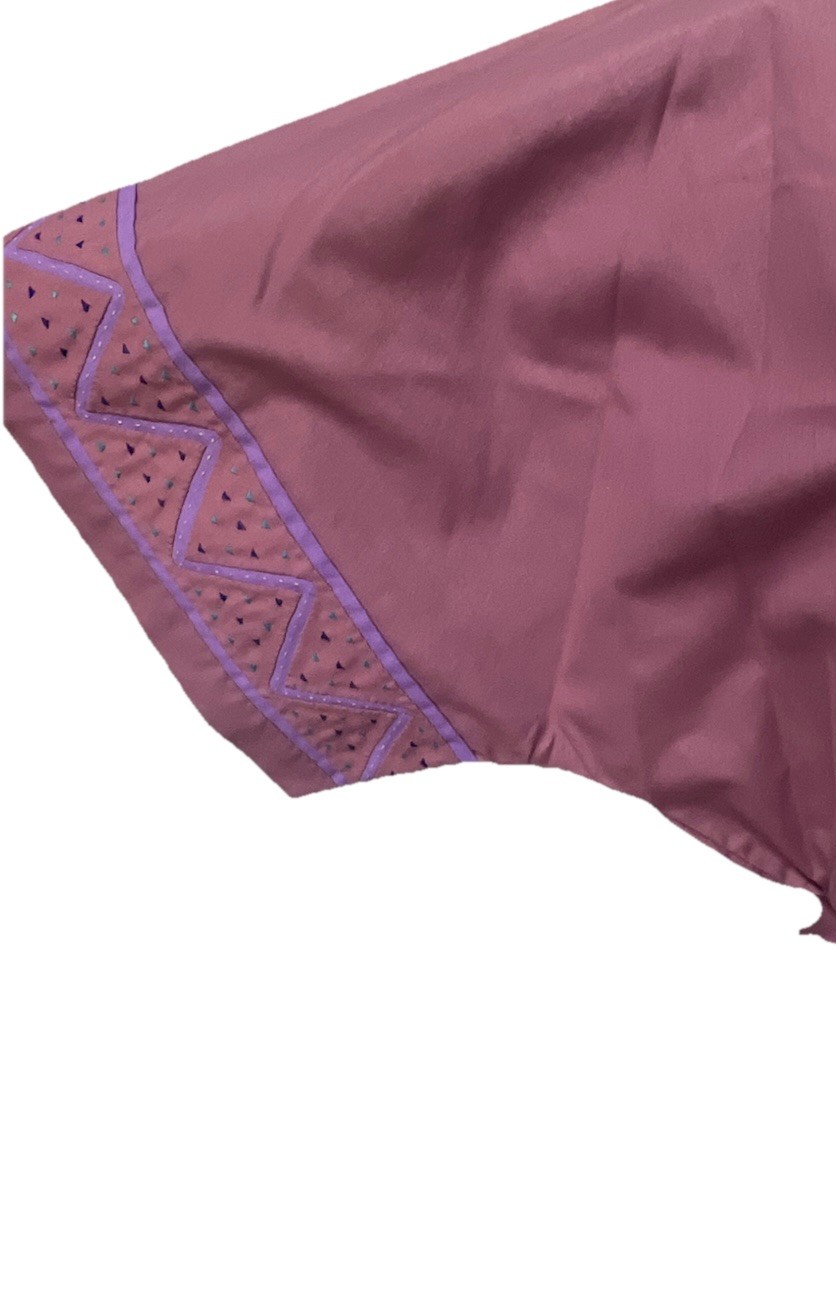 Vintage Folk Art 70s Dress Purple Quilted Tie Waist Maxi Midi Boho Caftan Cotton