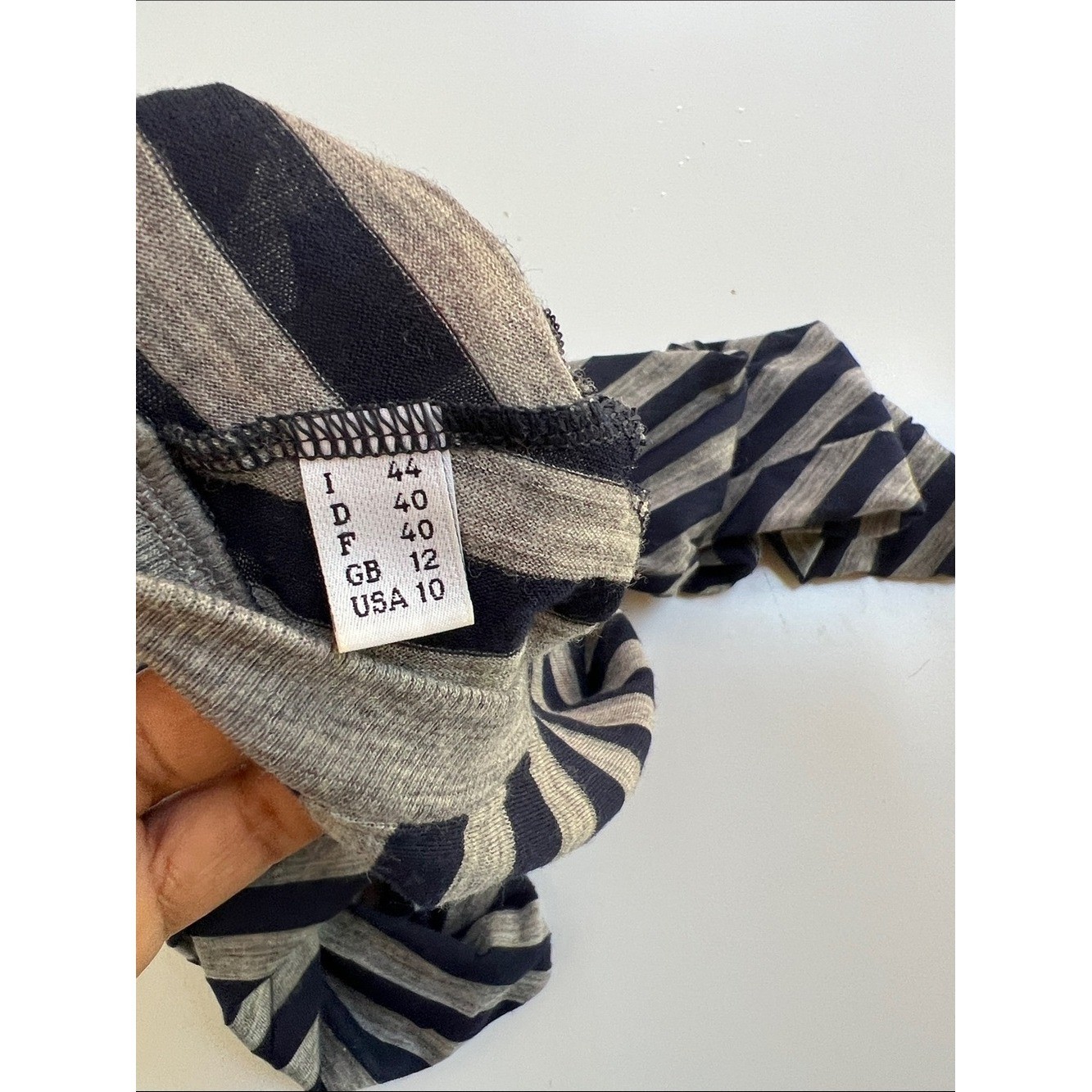 Vintage Moschino Cheap And Chic Striped Long-Sleeve Crewneck Top Navy & Gray