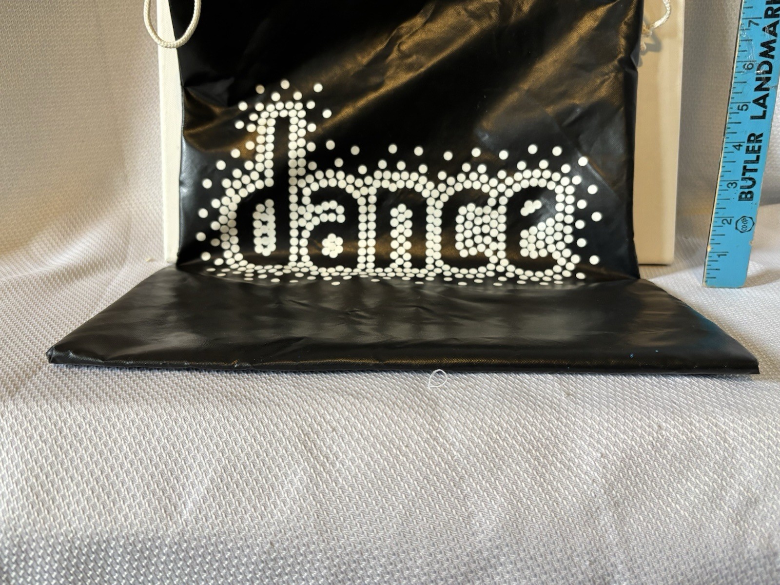 90s Retro Vintage Dance Studio Bag Drawstring 17 x 13.5 inches Pleather Black