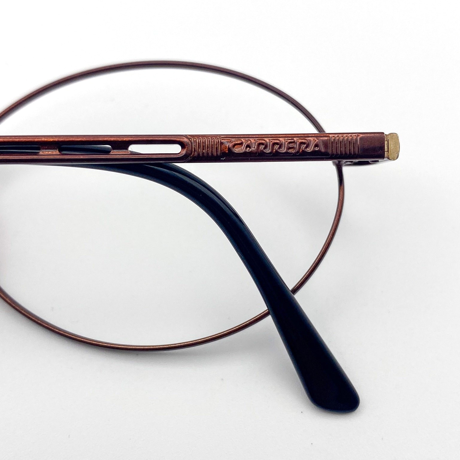 Rare Vintage 1990s Carrera Round Metal Burgundy Eyeglasses Deadstock – Italy