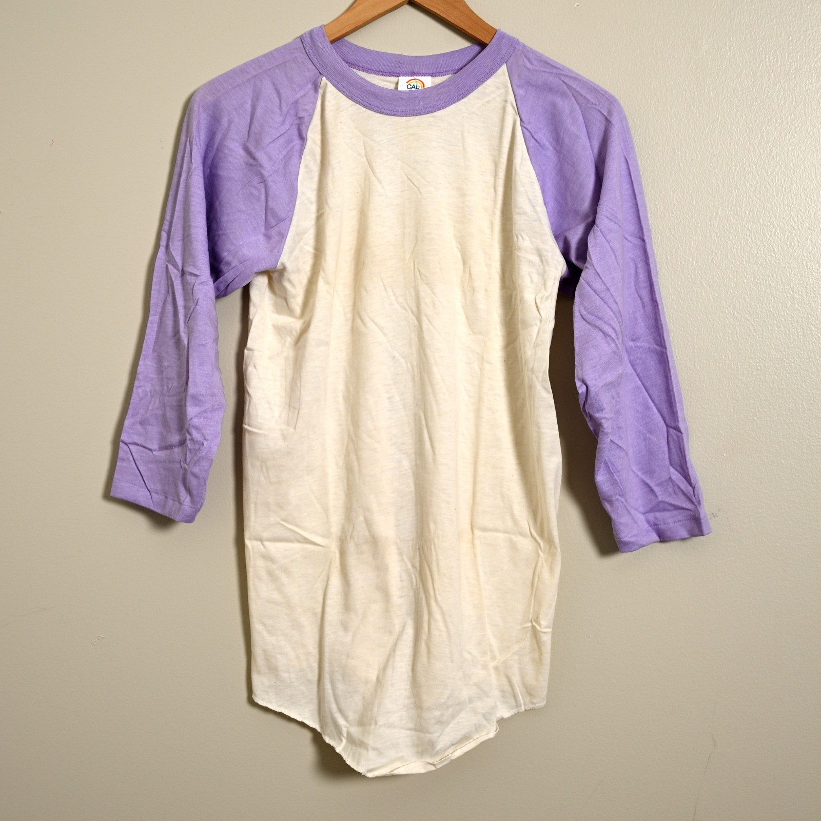Vintage 80s Cal Cru Purple Sleeve Baseball T-Shirt Unisex M NOS