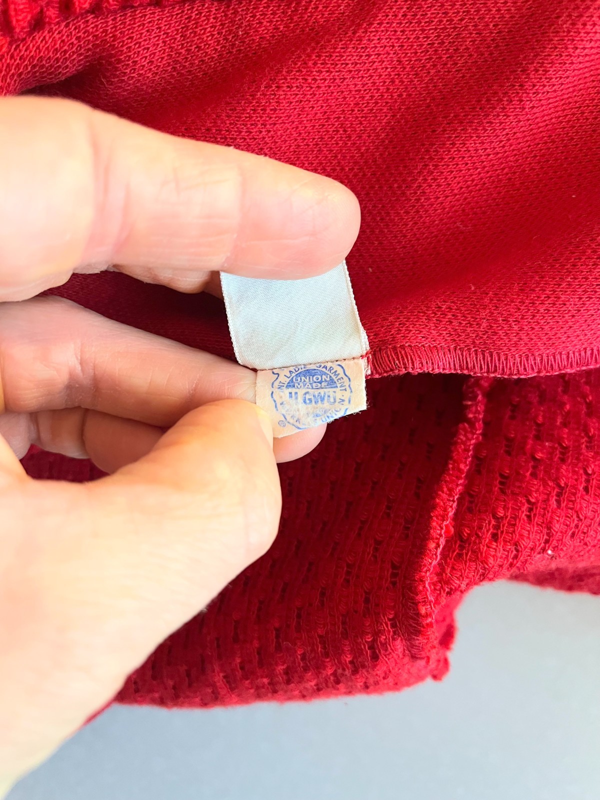 Vintage Beeline Fashions Size S? Red Double-Breasted Knit Cardigan Jacket
