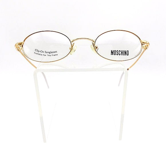 Vintage 1990s Moschino Gold Oval Eyeglass Frames Made in Italy NOS