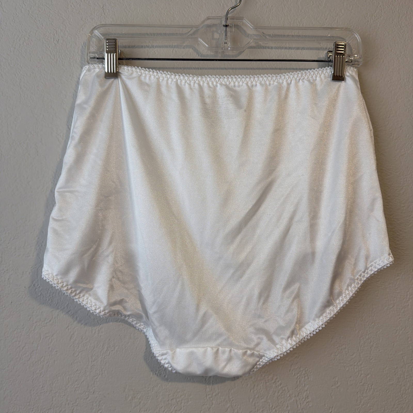 Vanity Fair Shiny Nylon Brief Panty Full Cut 3XL white 40301 granny panty