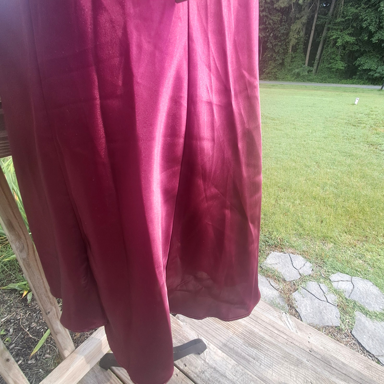 Vtg Sophia JC Penny Satin Lace Slip Dress Nightgown Large Burgundy Fairy Goth