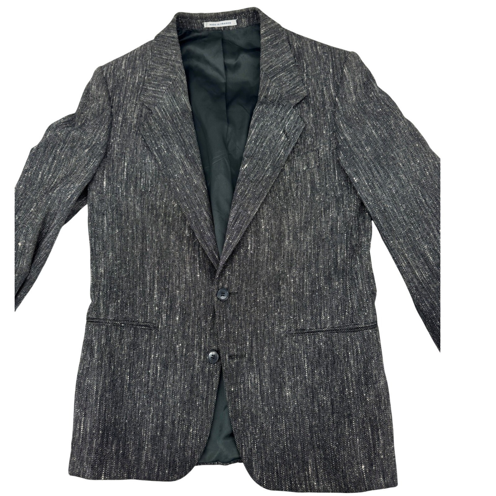 Yves Saint Laurent Blazer Mens 40 Black White Textured Made in France Sport Coat