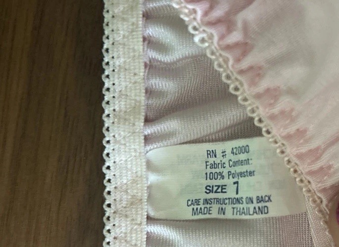 Vtg Pink Second Skin Satin Glossy Mega Hi-Cut Panties Sz 7 Lace Side Bow PINK