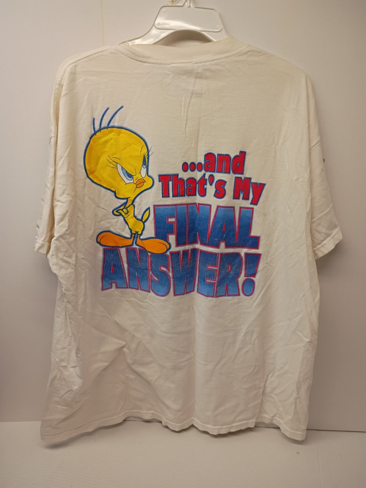 Looney Tunes VTG Tweety Double-Sided Graphic White T-Shirt XL Regular Fit Cotton