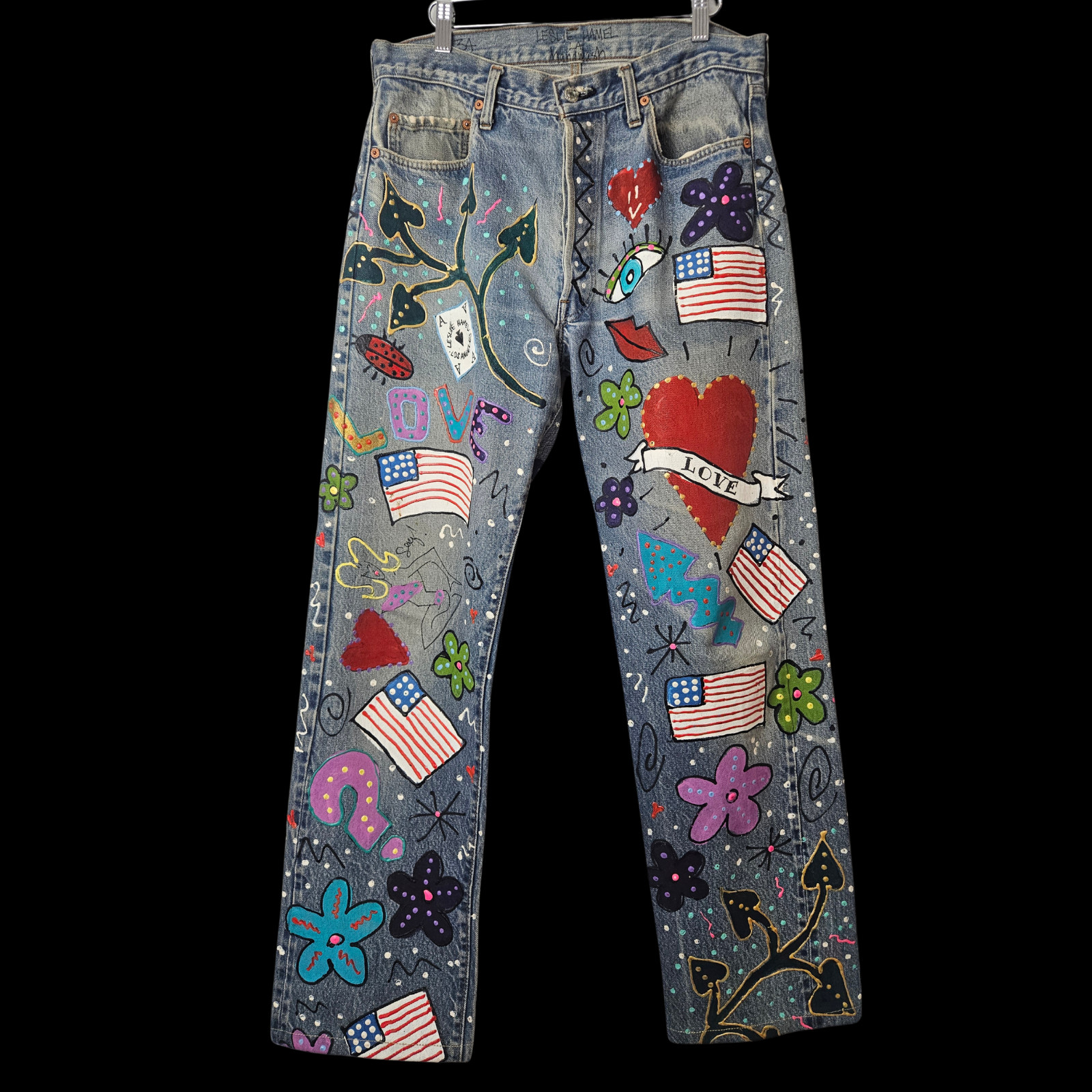Original Leslie Hamel Hand-Painted Levi’s Jeans | Vintage 80s/90s | S 10
