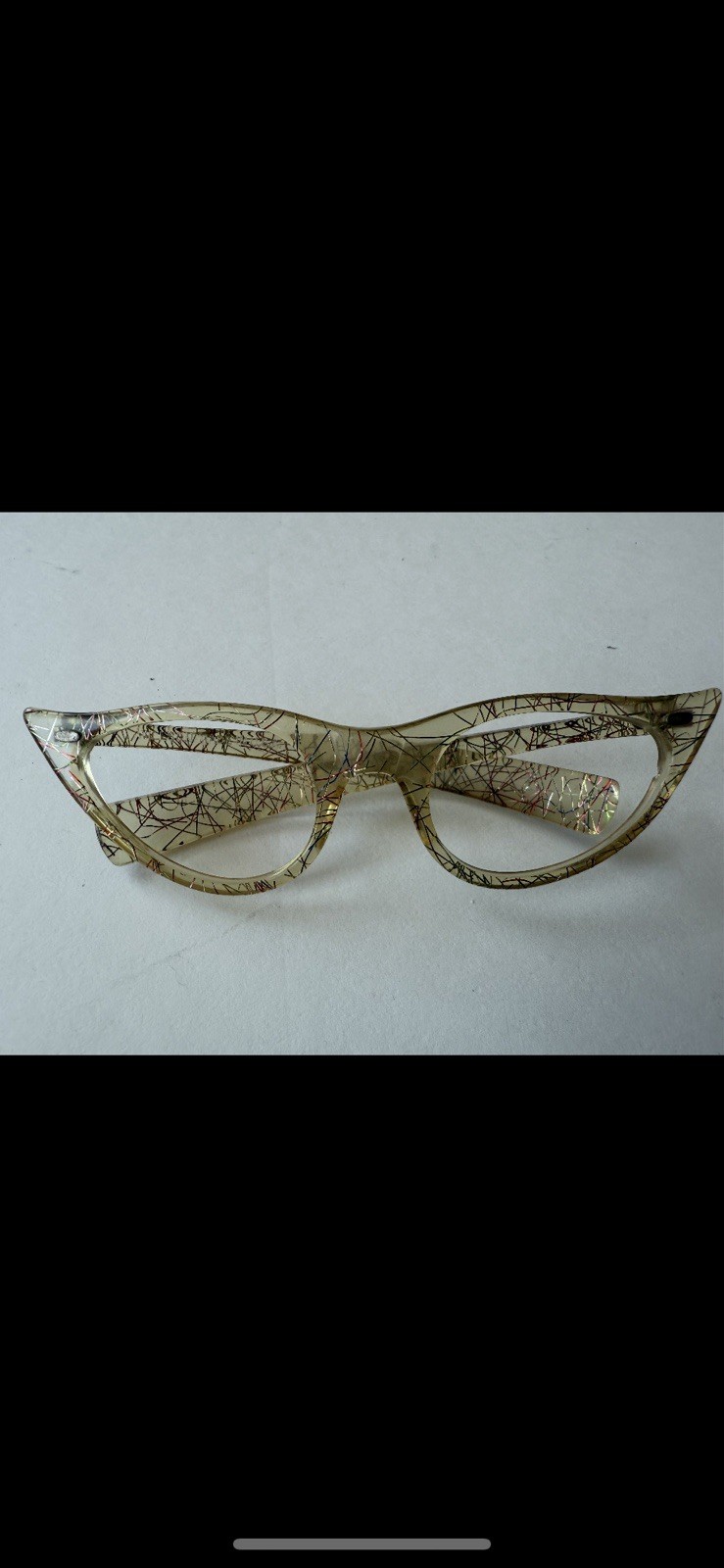 1950s Cat Eye Gold Plastic Eyeglass Frames for Women Without Prescription