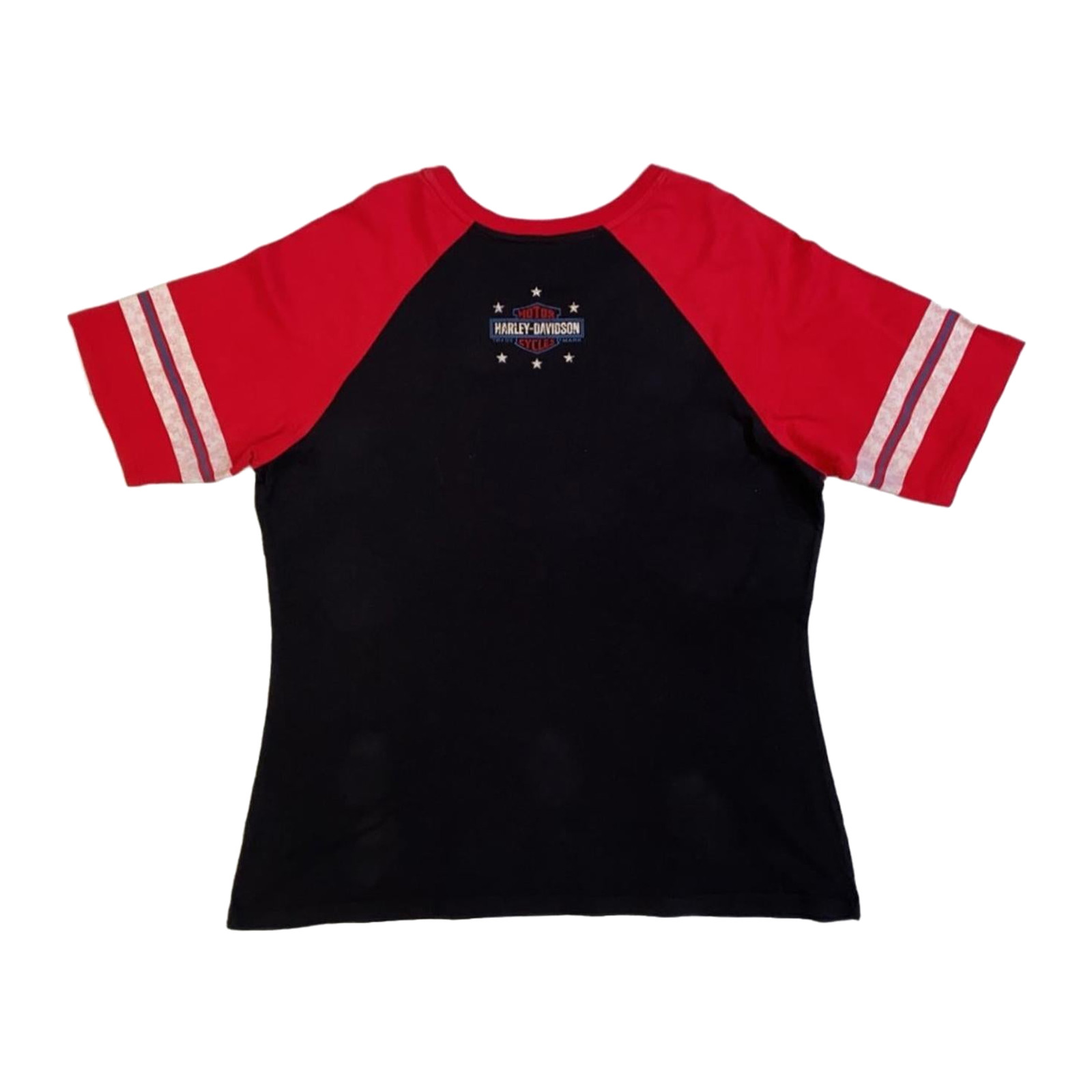 Harley Davidson Women’s Bedazzled USA 1 Short Sleeve Baseball T Shirt Black 2XL