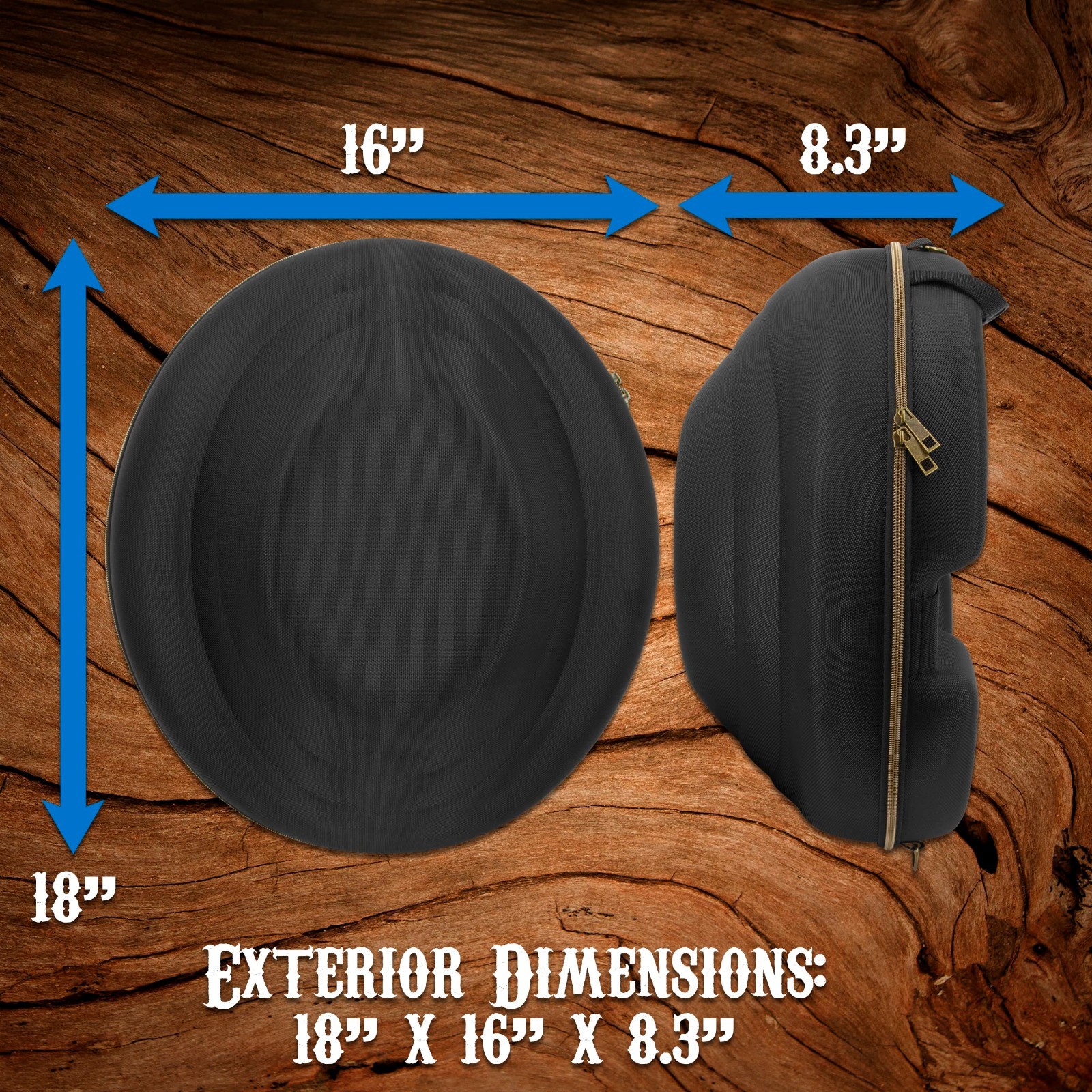 Cowboy Hat Storage Case – Hard Shell Box for Brims Up to 4.75” – Adjustable Str