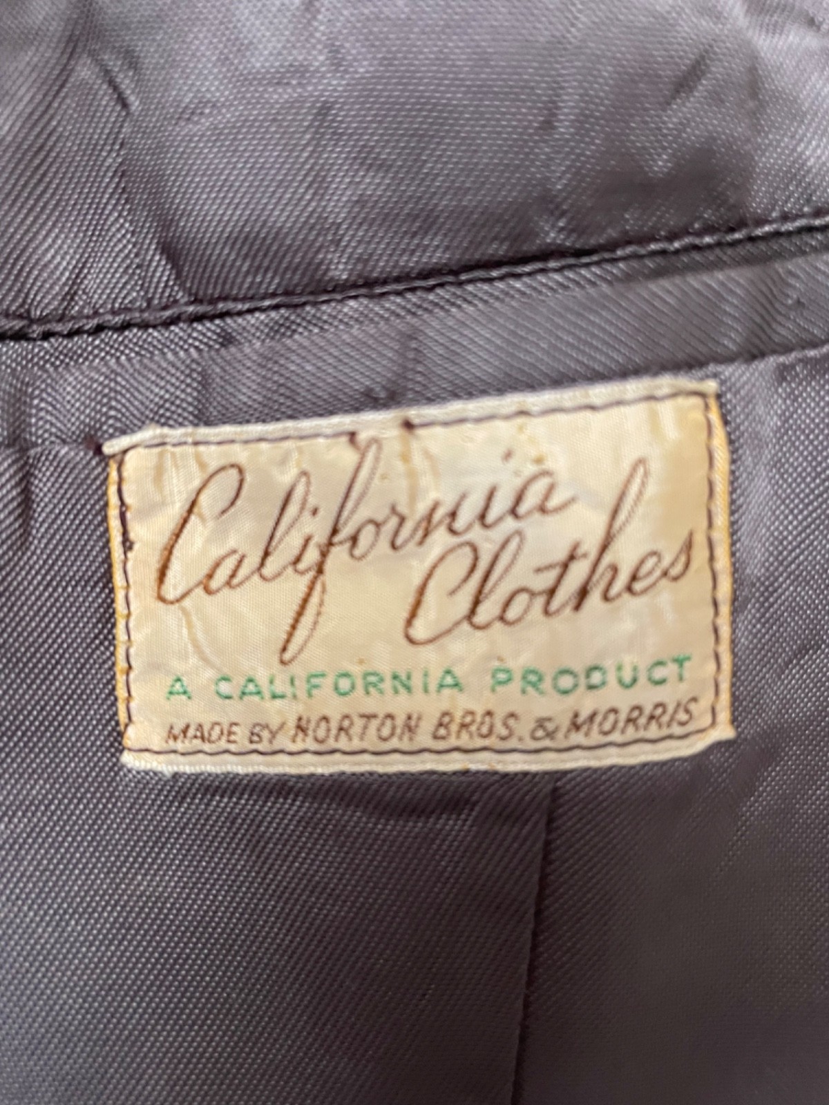 Vintage 1940s California Clothes Wool Glen Plaid Sport Coat Jacket 42R Brown Pat