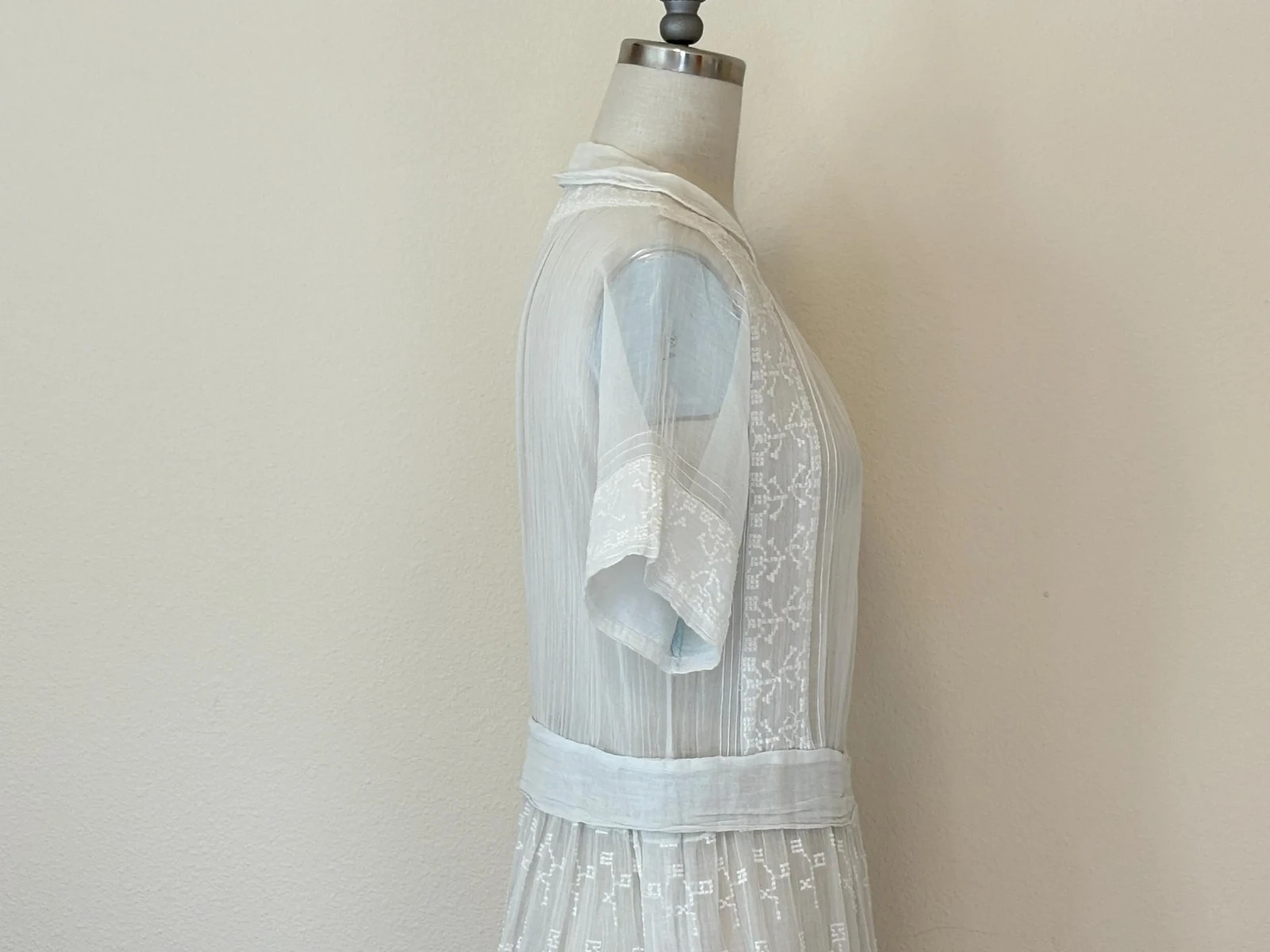 Vintage 20s Embroidered Dress, Hand Embroidered Sheer Cotton Gauze Dress France