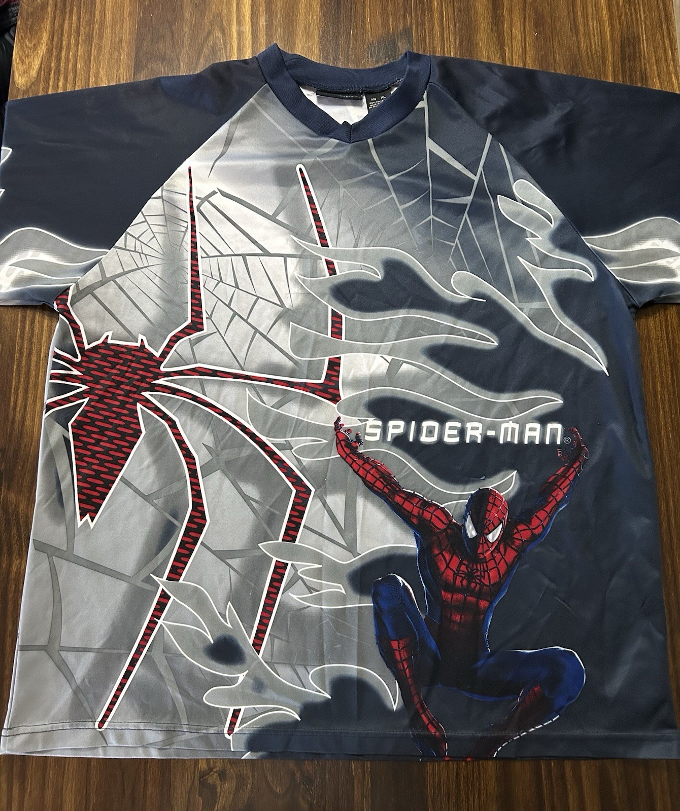 Vintage 2003 Marvel Spiderman Movie Promo All Over Print Long Sleeve Size XL