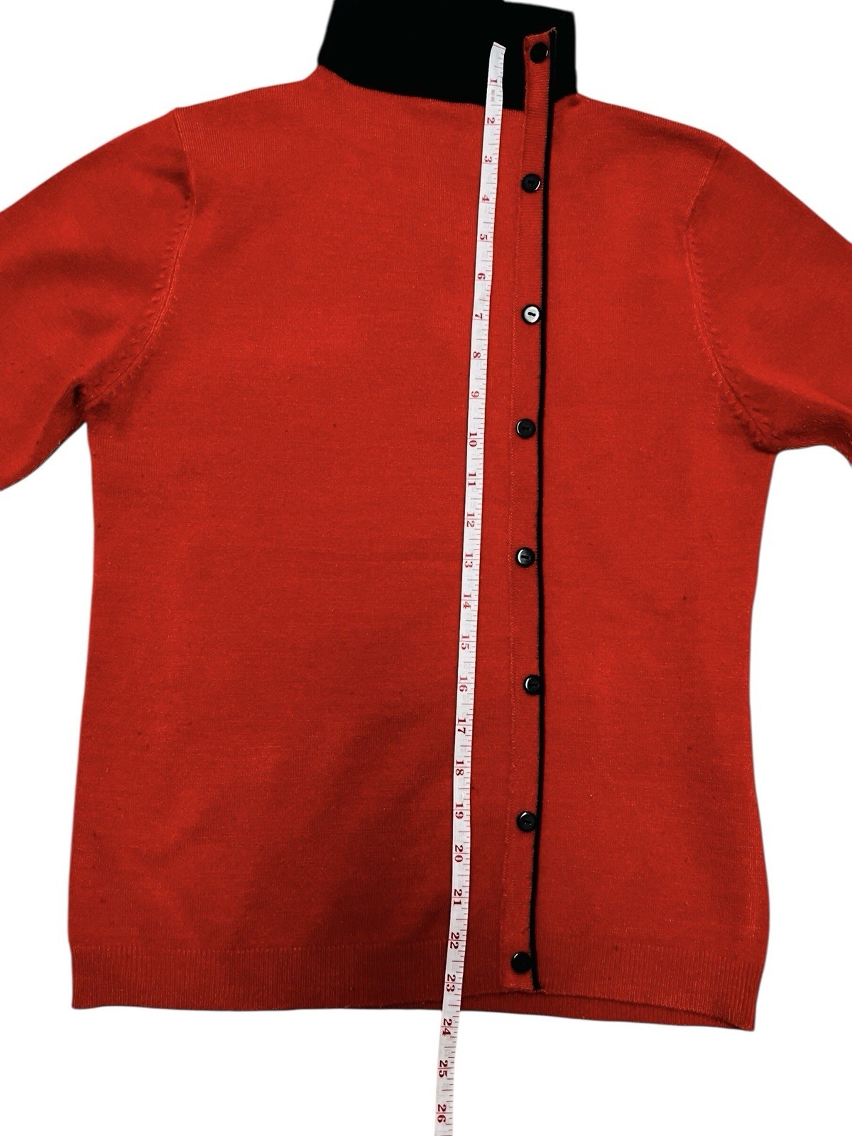 Vintage Asymmetrical Sweater Orange Black Avant-Garde Button Down Mod Knit Small