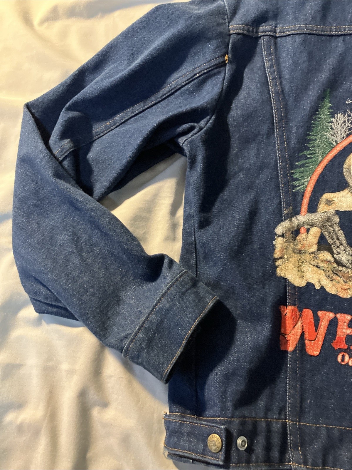 VTG Saddle King Western Denim Trucker Jacket Adult 38 Regular Made In USA