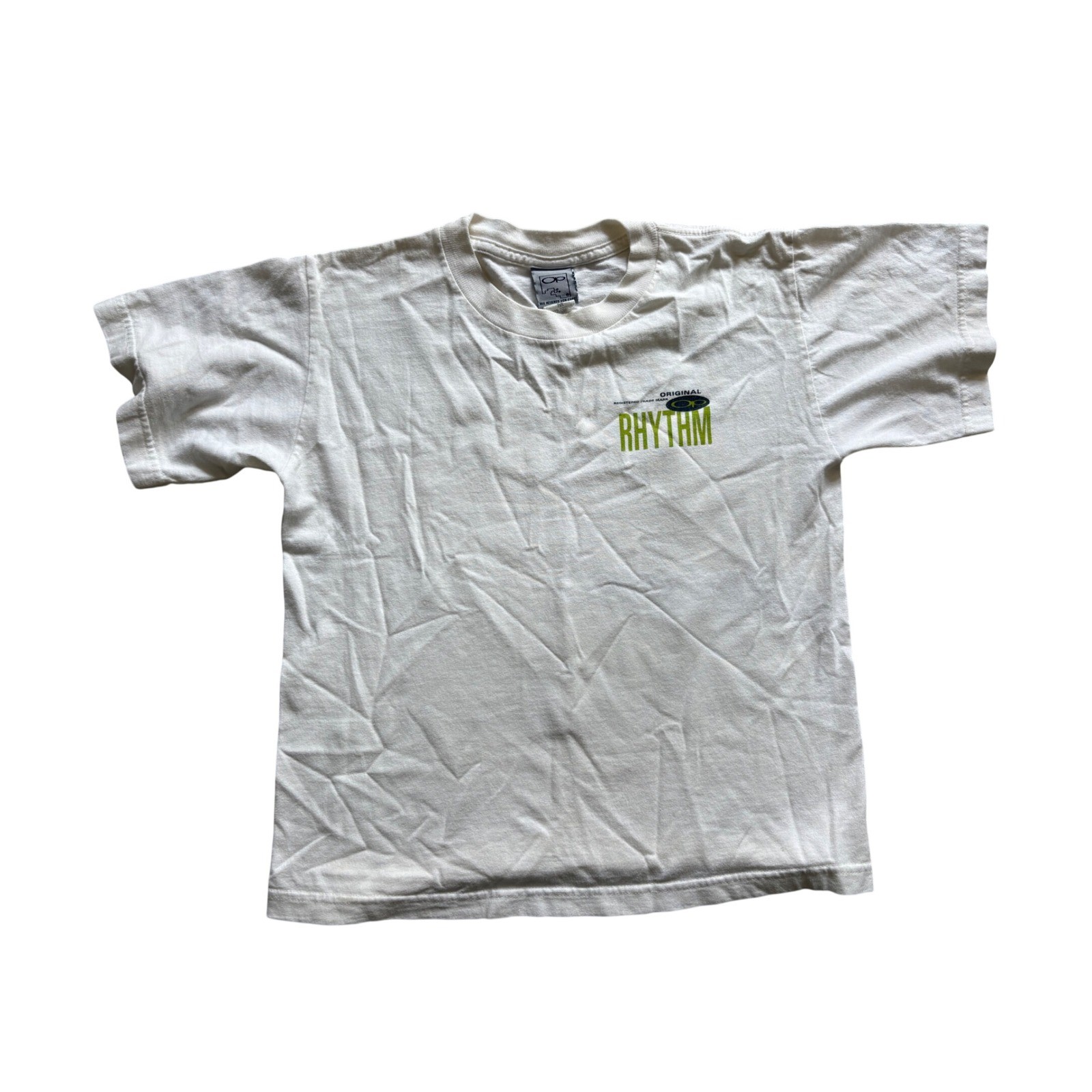 Vintage OP Ocean Pacific Original Rhythm White Surfer T-Shirt Kids Medium 90s