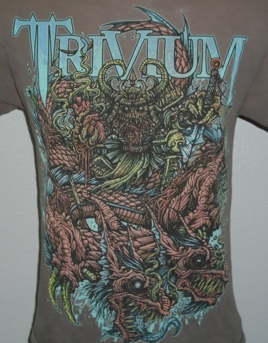 Vintage Y2K Trivium Viking Dragon Graphic T-Shirt Men Medium