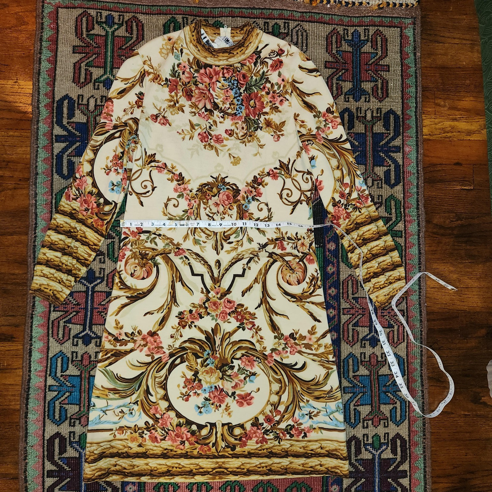 GOLDWORM SIZE 14 MADE IN ITALY WINTER FALL WOOL 1970S DRESS PSYCHEDELIC VINTAGE