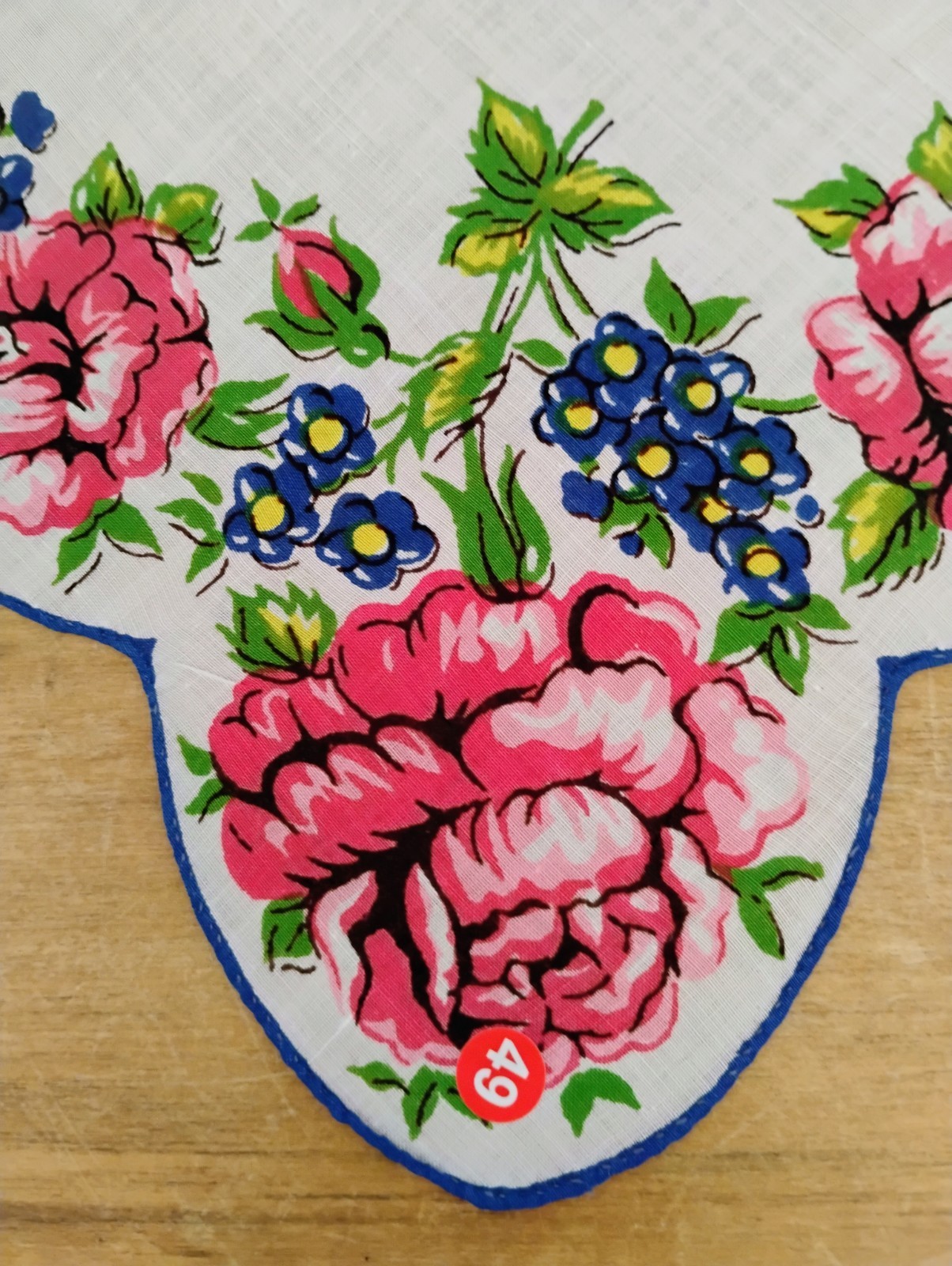 Vgt K Monogram Printed Cotton Floral Hankie Handkerchief