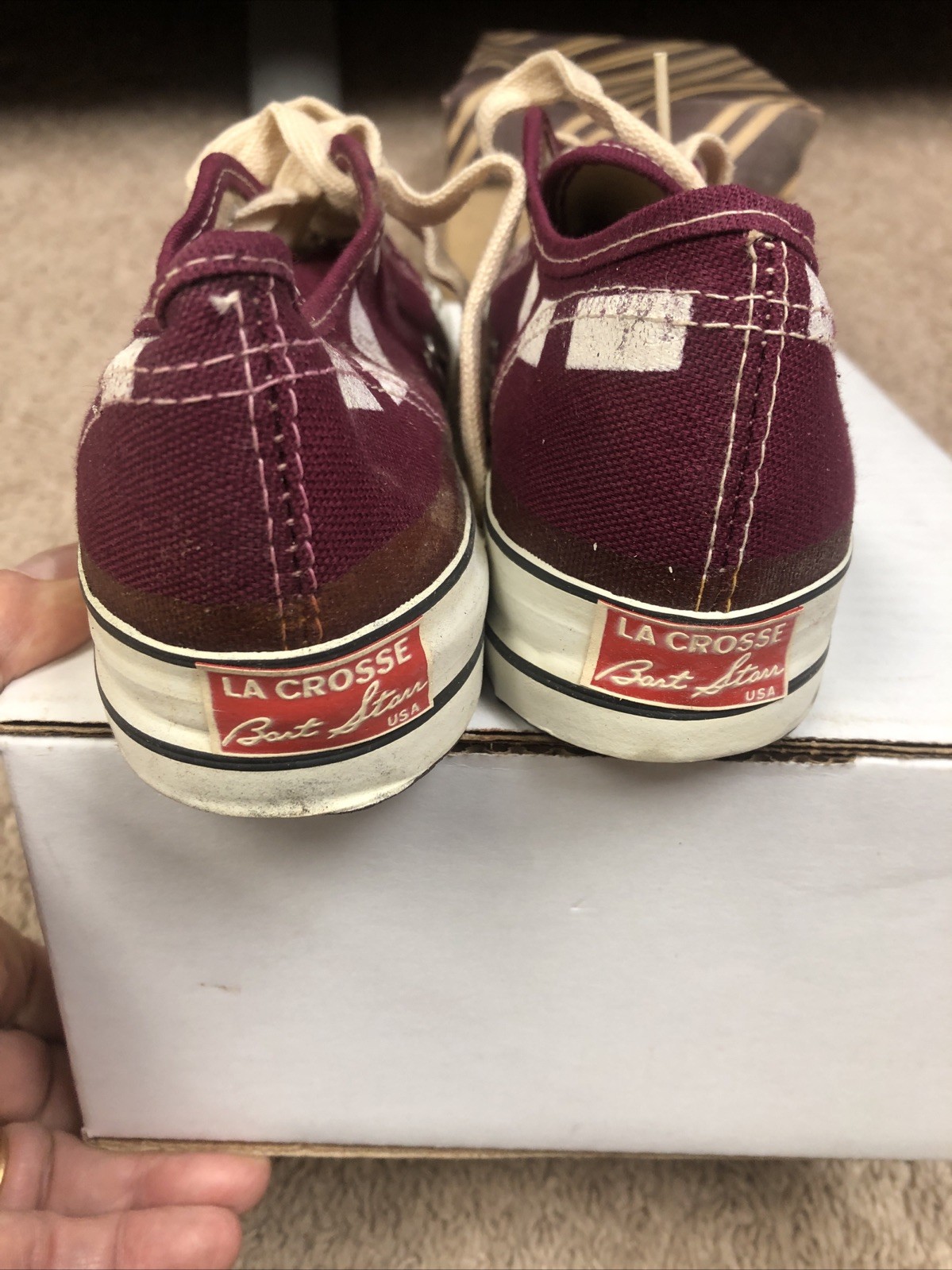 Vintage Lacrosse Bart Starr Quarterback Cut Low Top Canvas Sneaker 3 1/2 USA