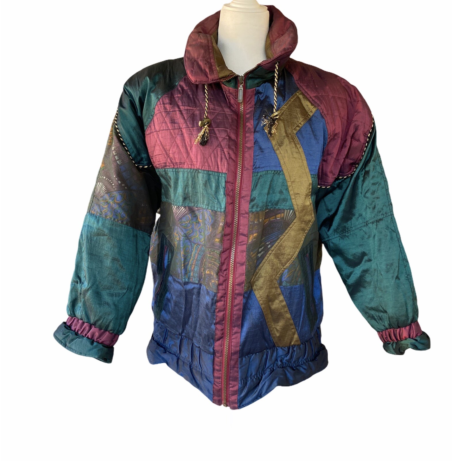 Vtg Women’s Metallic Patchwork Jacket Coat Size Medium 80s 90s Iconic OG