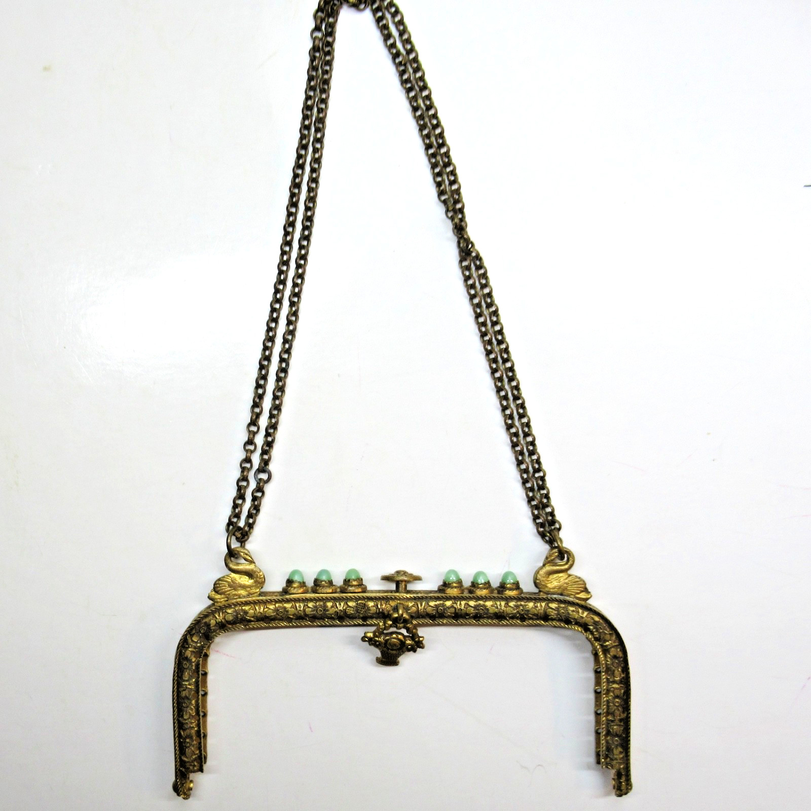 Antique Vintage Jewelled Purse Frame Green Jewels – SELLER PAYS US TARIFFS