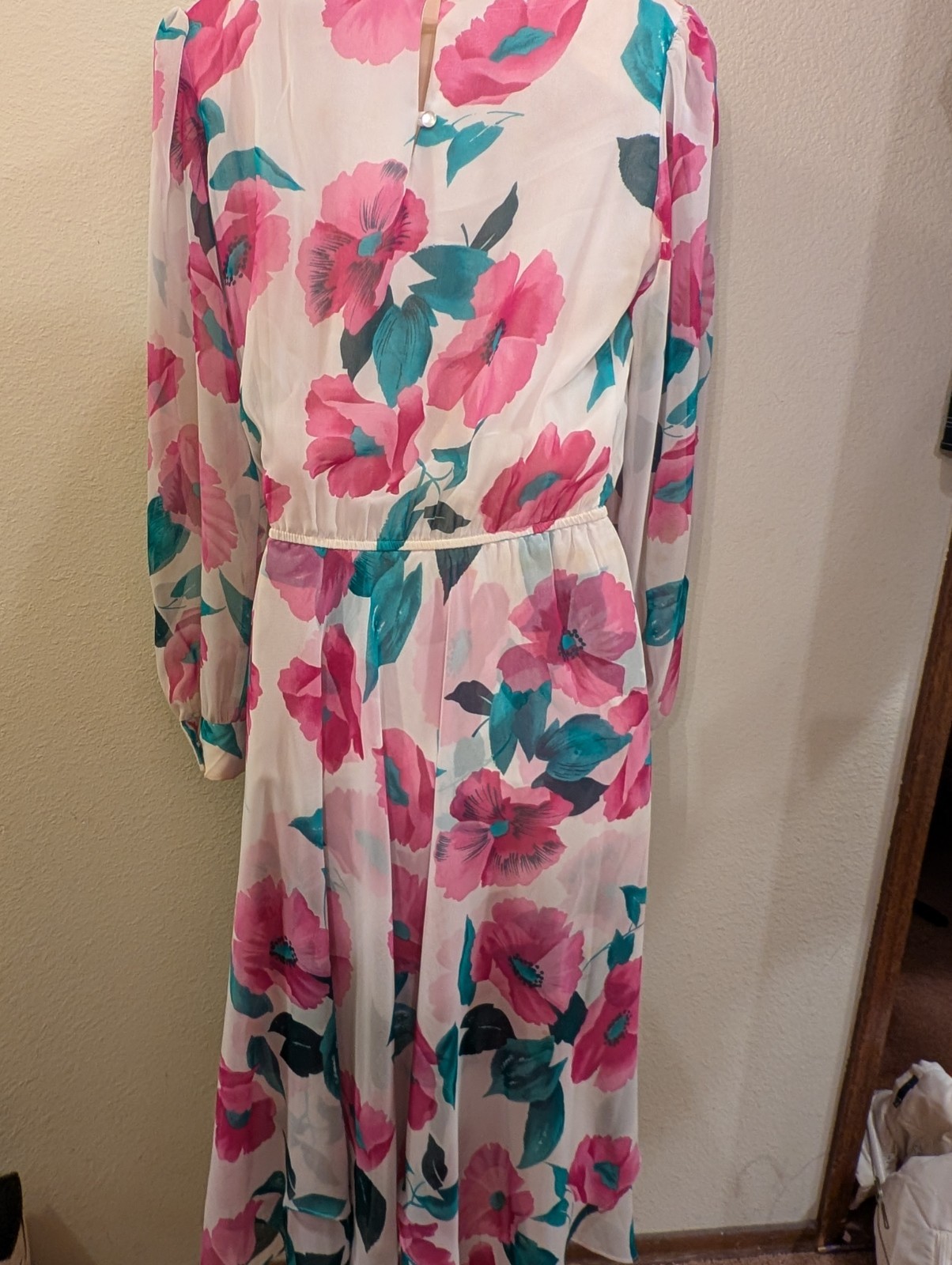 Vintage Chiffon, Lined Dress 1980s Size 8 Lisa Michaels Double Layer Chif. Skirt