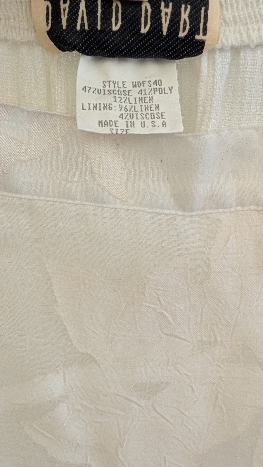 Vintage deadstock David Dart Linen Blend Lace Skirt Size Large Off White