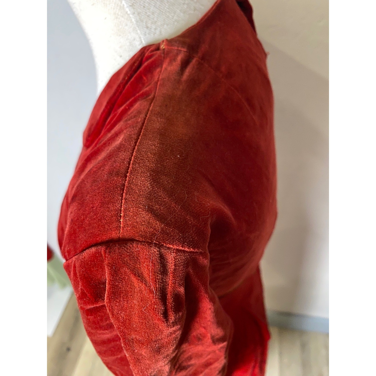 Vintage 1940s Red Velvet Peplum Dress with Original Greyhound Belt Red Medium
