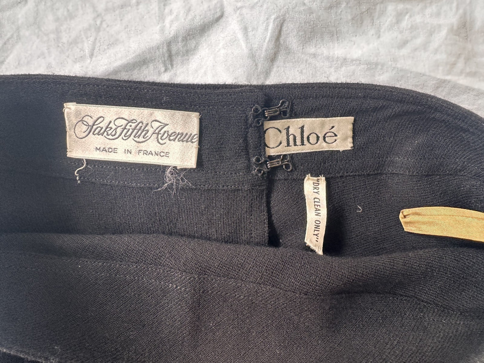 Vintage Black Wool 1970s Chloe Wrap Skirt XS S Saks Fifth Avenue Made in France