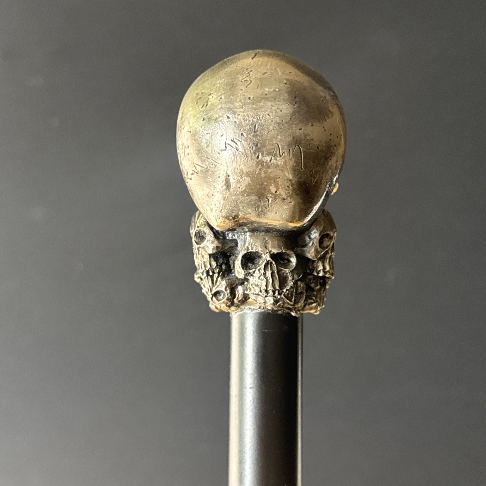Gothic Skull Cane Metal Walking Stick Halloween Cosplay Staff 35in