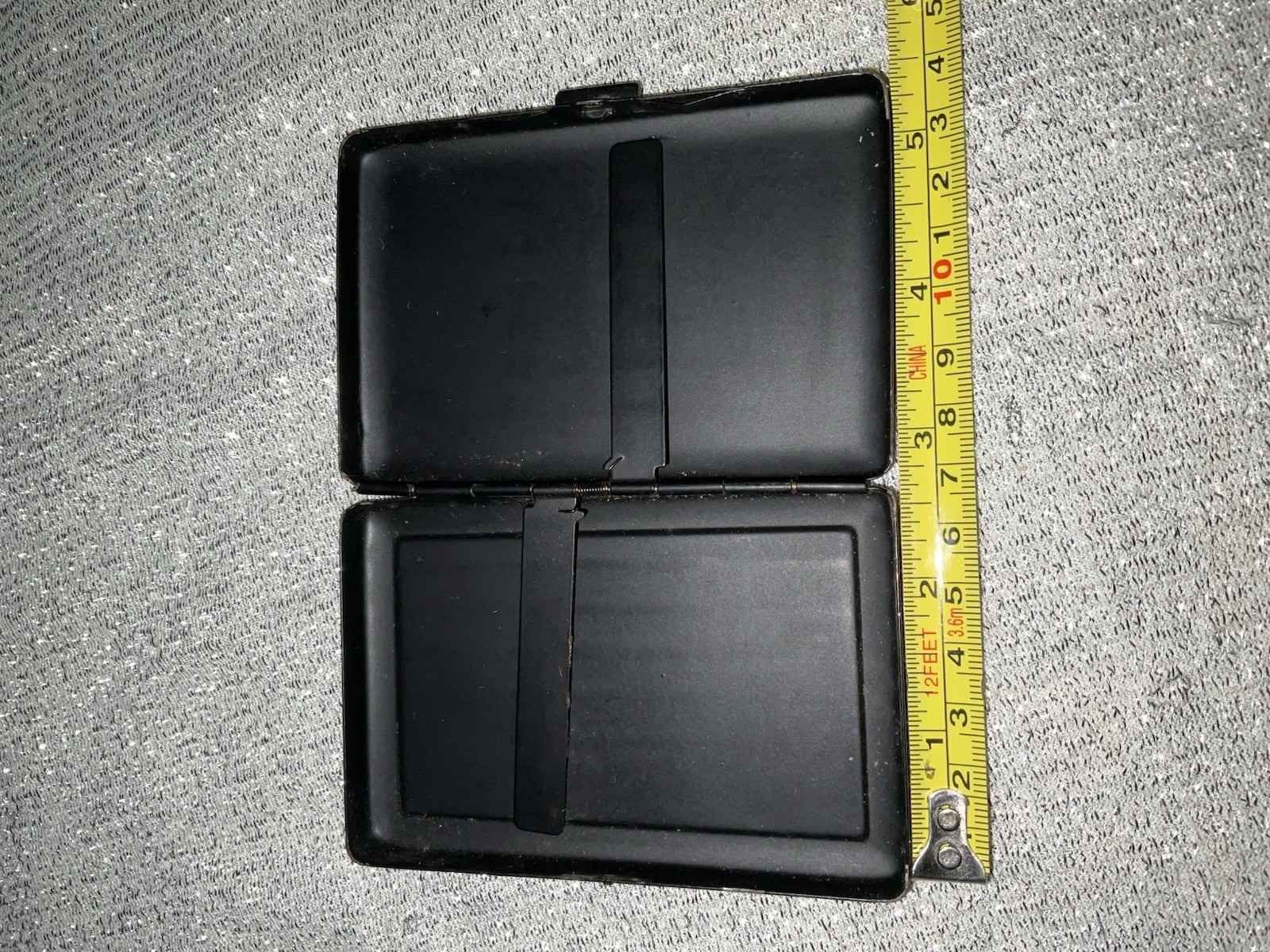 Vintage Art Deco Compact / Cigarette Case Black Metal See Pics Spring-Loaded