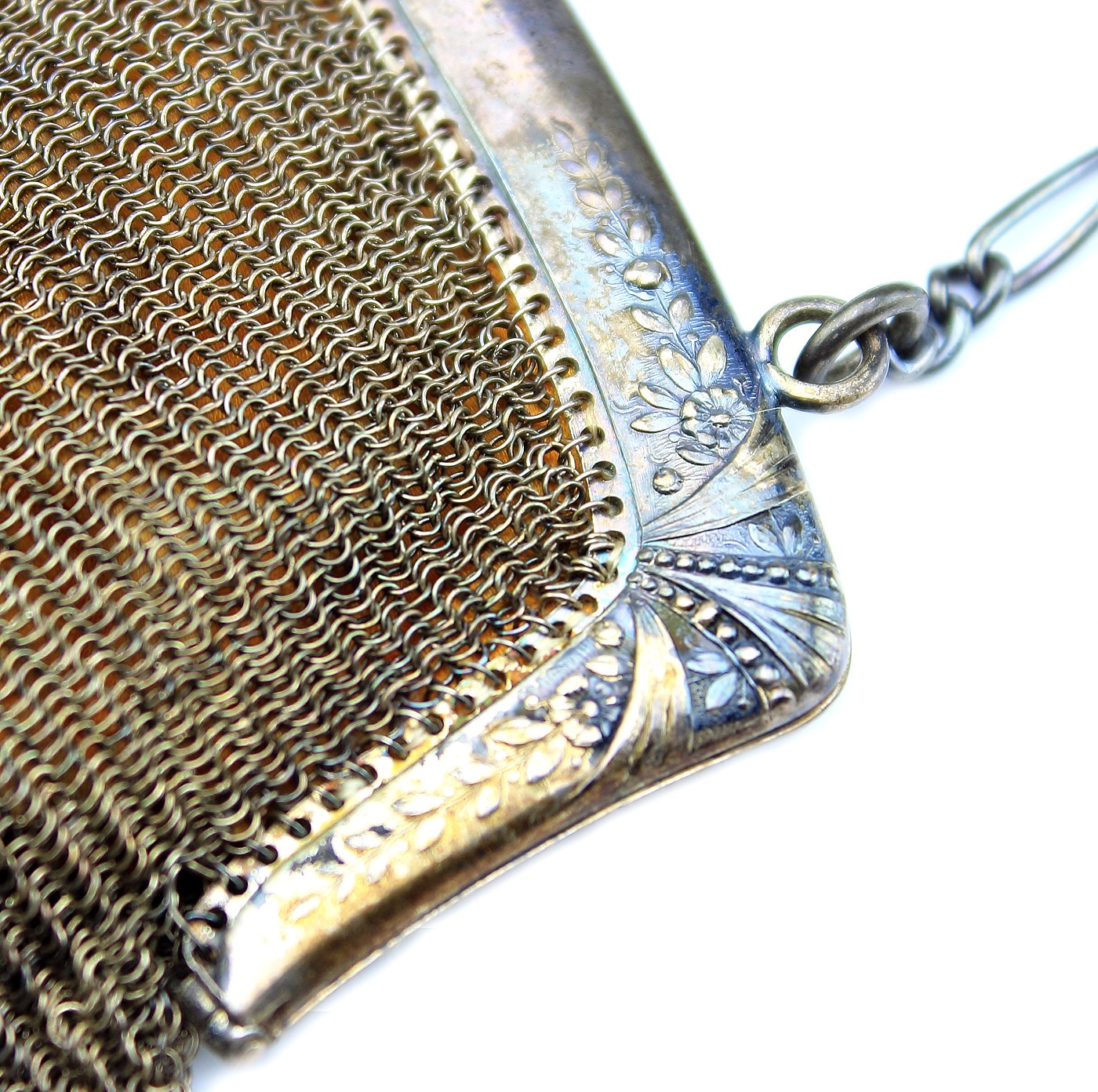 1920’s Antique Vintage Art Deco Silver Mesh Ladies Evening Handbag