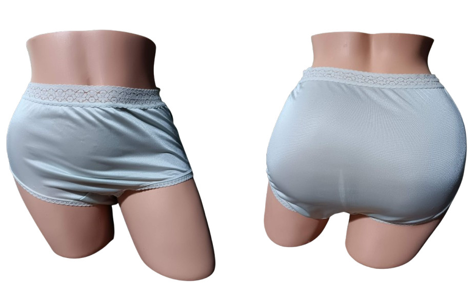 VTG Fruit of the Loom Nylon Panties Sz 6 Mint Green High Cut Brief Silky Granny
