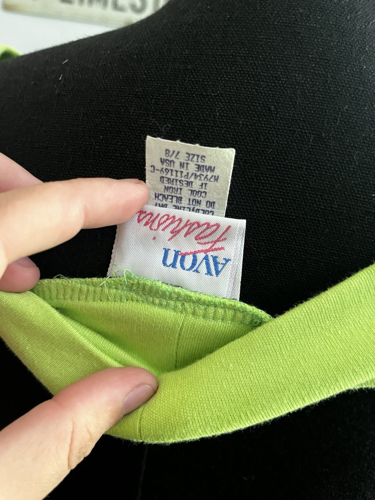 Vintage Avon Black and Green Collar Dress Size 7/8