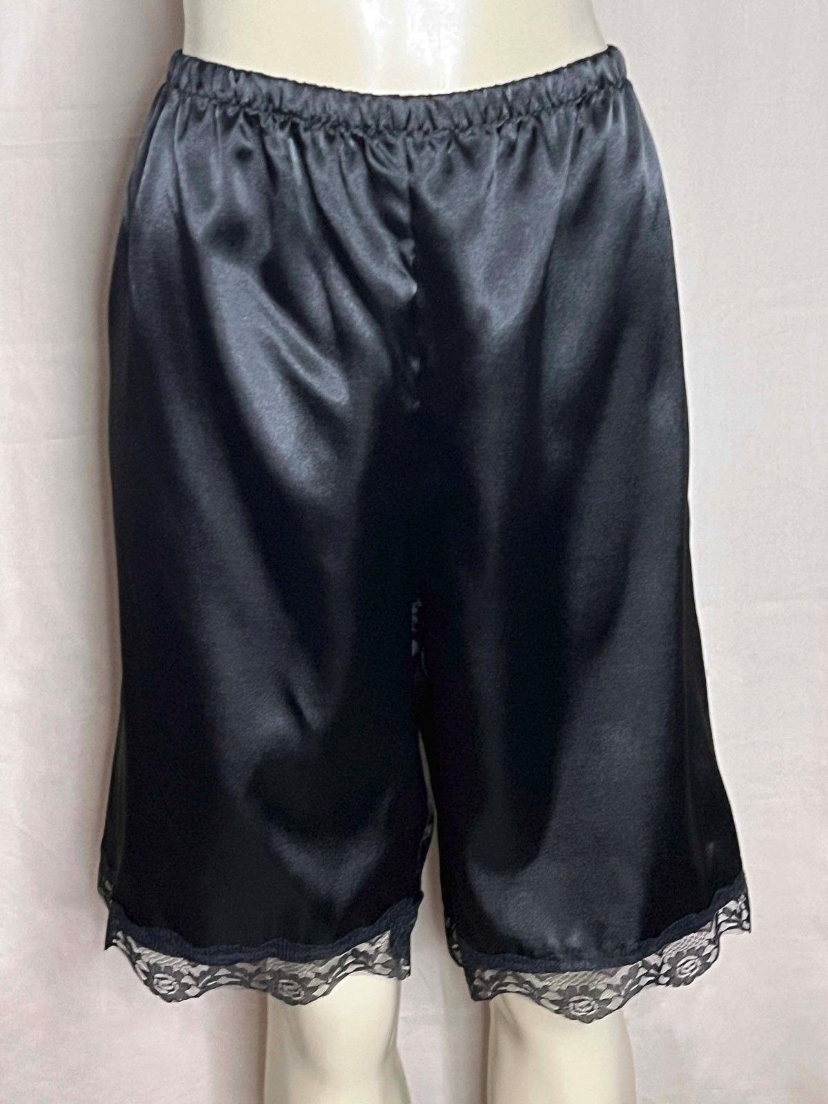 Vintage Black Satin Pettipants Bloomers- Sz. XXXL